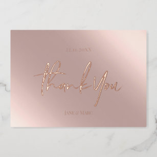 Thank You Cards Real Foil Rosegold Pink