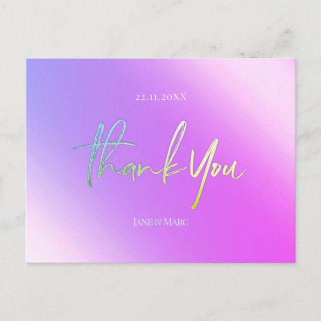 Thank You Cards Vibrant Holographic Postcard (Front)