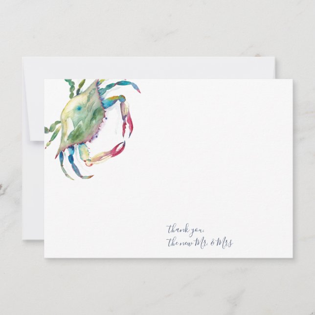 Thank You Cards Watercolor Blue Crab (Front)
