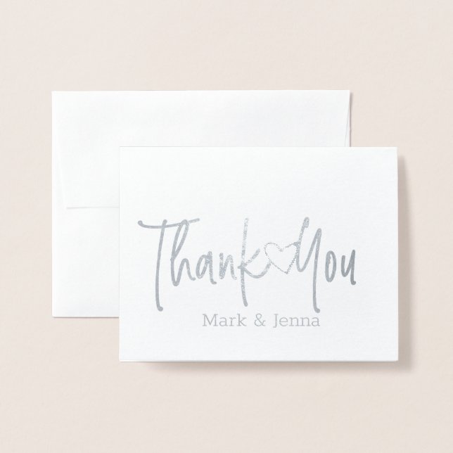 Thank You Cards Wedding Couples Script Open Heart (Front With Envelope)