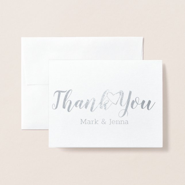 Thank You Cards Wedding Script Open Heart (Front With Envelope)