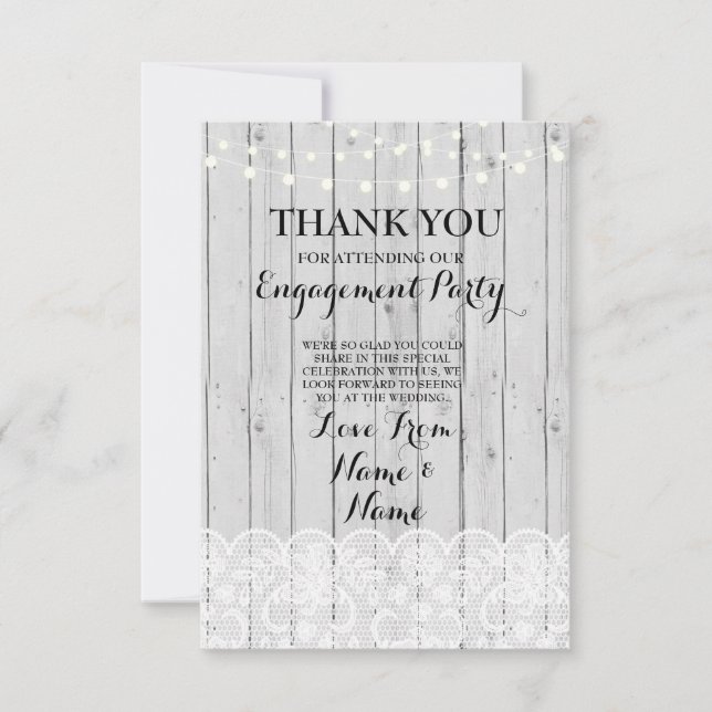Thank You Cards Wood Lights Rustic Winter Lace (Front)