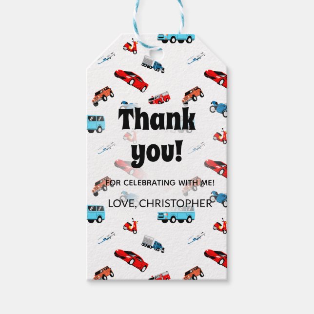 Thank you cars  gift tags (Front)