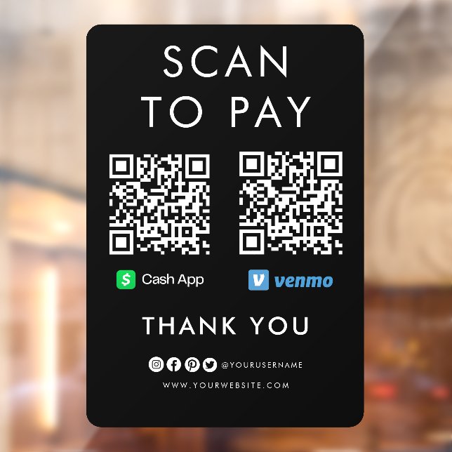 Thank you Cash App Venmo Scan to Pay QR Code Black (Sheet 2)
