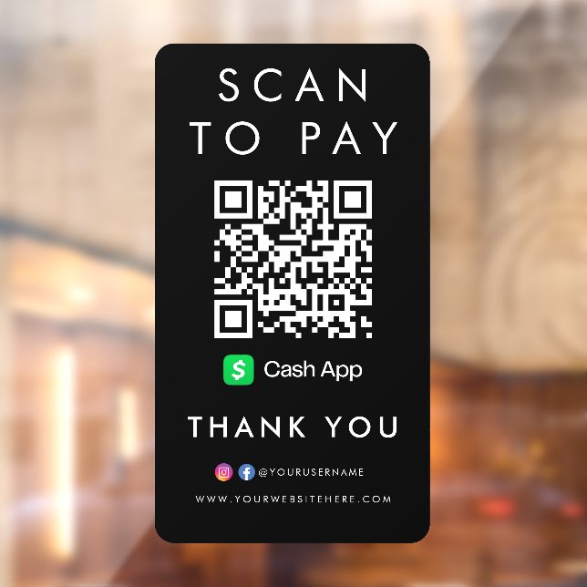 Thank you CashApp Modern Scan to Pay QR Code Black (Sheet 2)