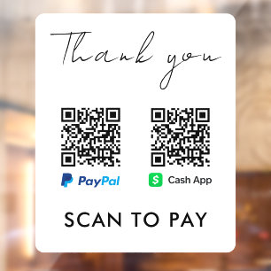 Thank You CashApp Paypal QR Code Scan to Pay White