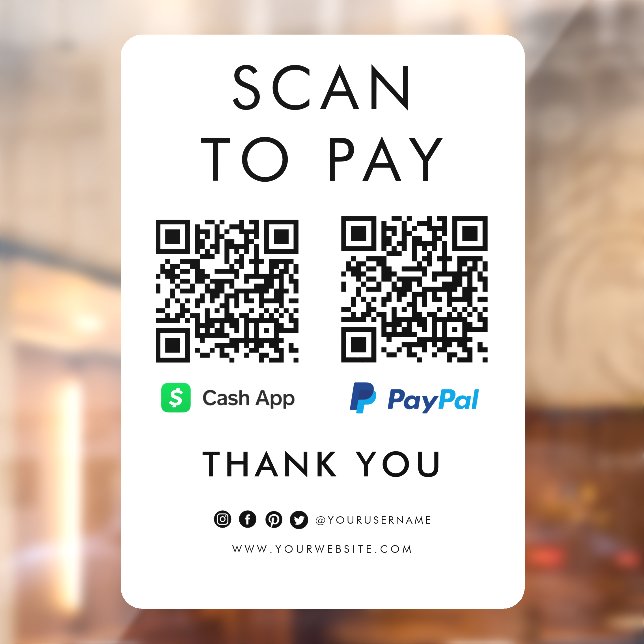 Thank you CashApp Paypal Scan to Pay QR Code White (Sheet 2)