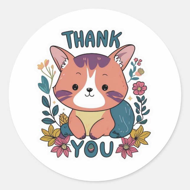 Thank You CAT Classic Round Sticker (Front)