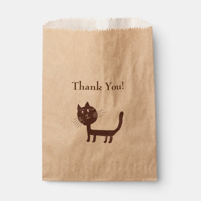 Thank You Cat Drawing  Favor Bag (Front)