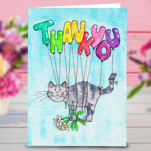 Thank you Cat greeting card by Nicole Janes