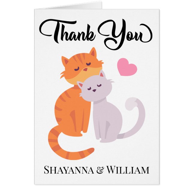Thank You Cat Lovers Wedding Kittens Bridal Shower (Front)