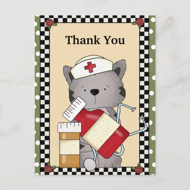 Thank You Cat Nurse Postcard (Front)