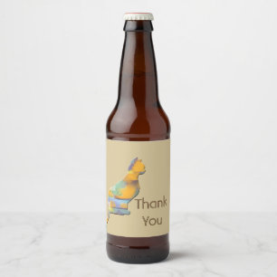 Thank You Cat Sitter Patchwork Pet Appreciation Beer Bottle Label