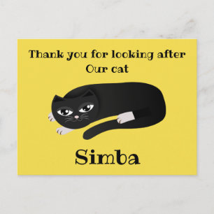 Thank you cat sitter postcard