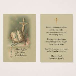 Thank You Catholic Crucifix Condolence Holy Cards