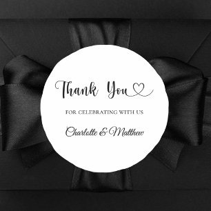 Thank you celebrating with us bride groom wedding classic round sticker