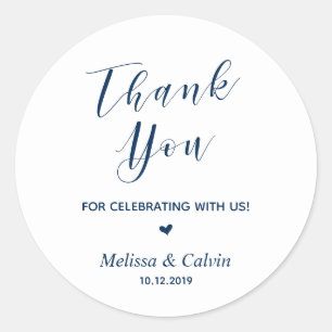Thank you, celebrating with us, wedding reception classic round sticker