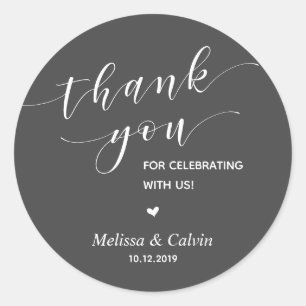 Thank you, celebrating with us, wedding rehearsal classic round sticker