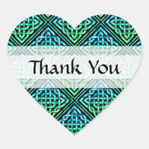 Thank You Celtic Knot - Blue Green Heart Sticker