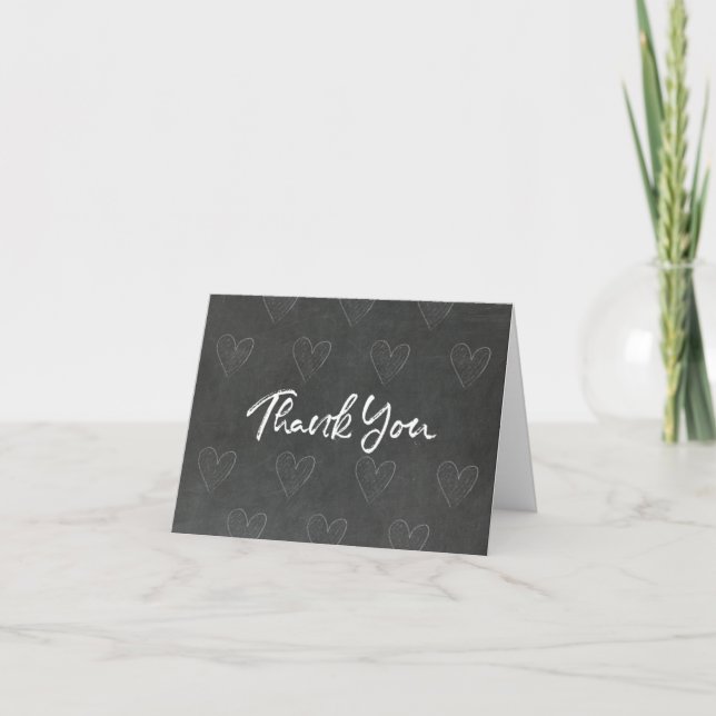 Thank You Chalk Board Design with Hearts Card (Front)