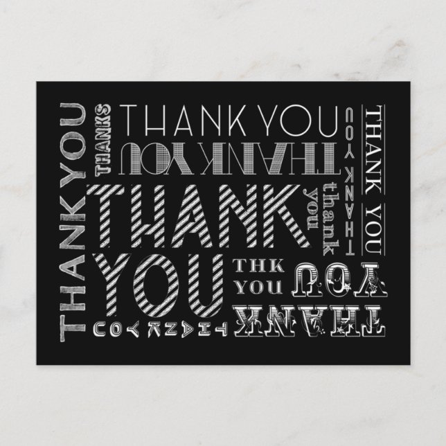 Thank You Chalk Typography Postcard (Front)