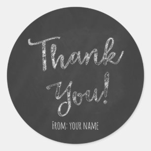Thank You Chalkboard Chalk Personalised Classic Round Sticker