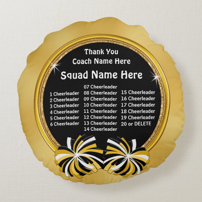 Thank You Cheerleading Coach Gift Ideas, ALL Names Round Cushion (Back)