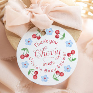 Thank you Cherry much Blue Baby shower Favour Tags