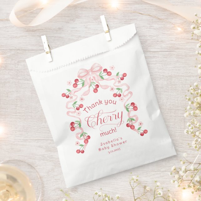 Thank you Cherry Much Cherry on top Thank you card Favour Bag (Clipped)
