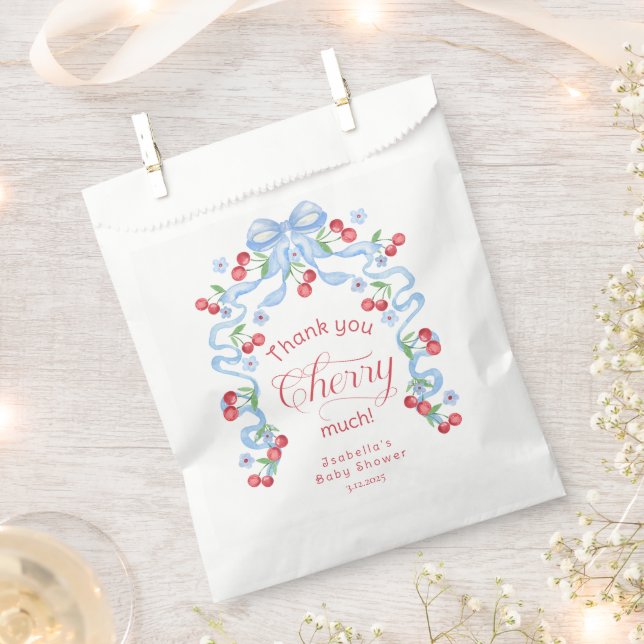 Thank you Cherry Much Cherry on top Thank you card Favour Bag (Clipped)