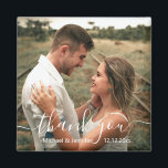 thank you chic handwriting wedding photo magnet<br><div class="desc">background photo by freepik.com
elegant thank you modern calligraphy wedding photo magnet, custom.</div>