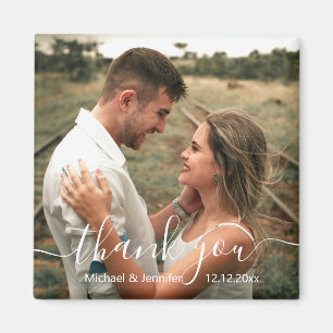 thank you chic handwriting wedding photo magnet