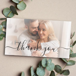 thank you chic handwriting wedding photo note card