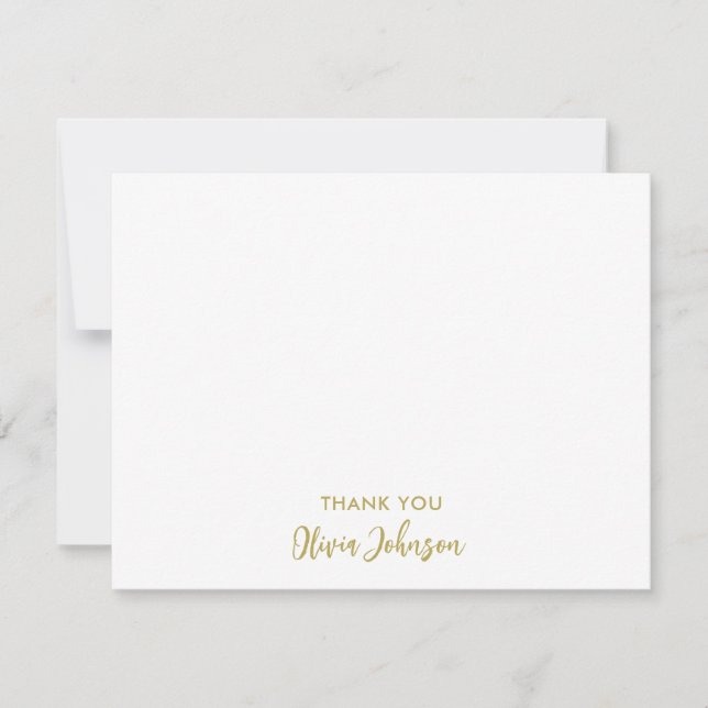 Thank You Chic Monogram Name White Flat Note Card (Front)