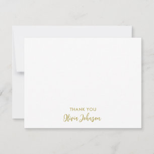 Thank You Chic Monogram Name White Flat Note Card