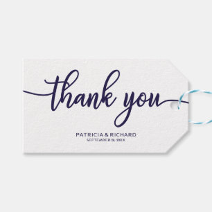Thank You Chic Navy Blue Wedding Favour Tags