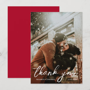 Thank You Chic Winter Wedding Photo Thank You Card