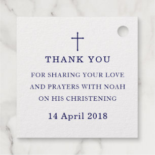 Thank You Christening Baptism Cross Favour Tags