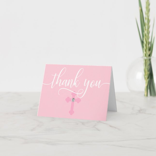 THANK YOU Christening Communion Pink Girl | BLANK (Front)