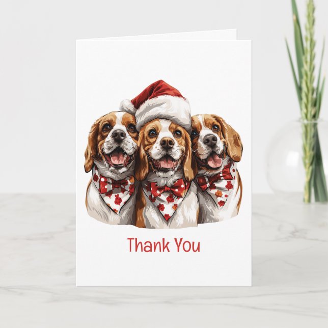 Thank You Christmas Beagle Dogs Card (Front)