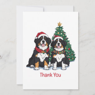 Thank You Christmas Bernese Mountain Dogs Card