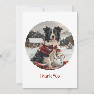 Thank You Christmas Border Collie Dog Snowman