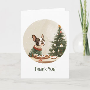 Thank You Christmas Boston Terrier Dog Card