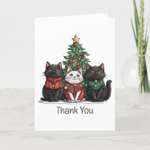 Thank You Christmas Cats Holiday Tree Card