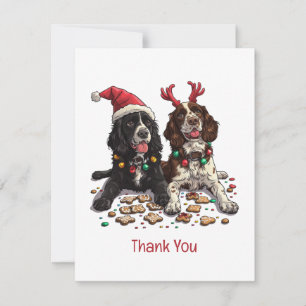 Thank You Christmas Cocker Spaniel Dogs Card