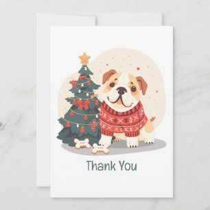 Thank You Christmas English Bulldog Card