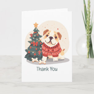 Thank You Christmas English Bulldog Card