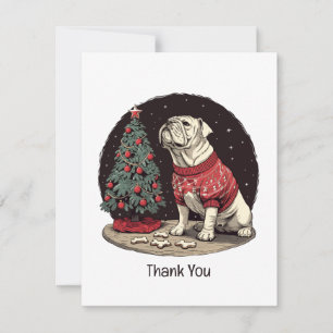 Thank You Christmas English Bulldog Christmas Tree Card