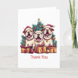 Thank You Christmas English Bulldog Santa Hats Card