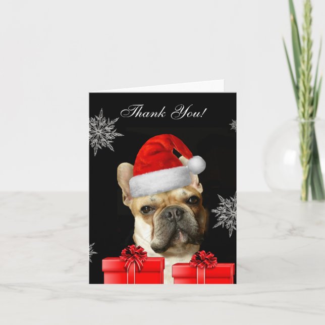 Thank You Christmas French Bulldog notecard (Front)